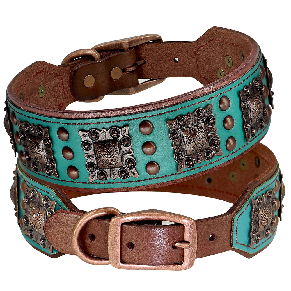 Genuine Leather Cool Spiked Dog Collar