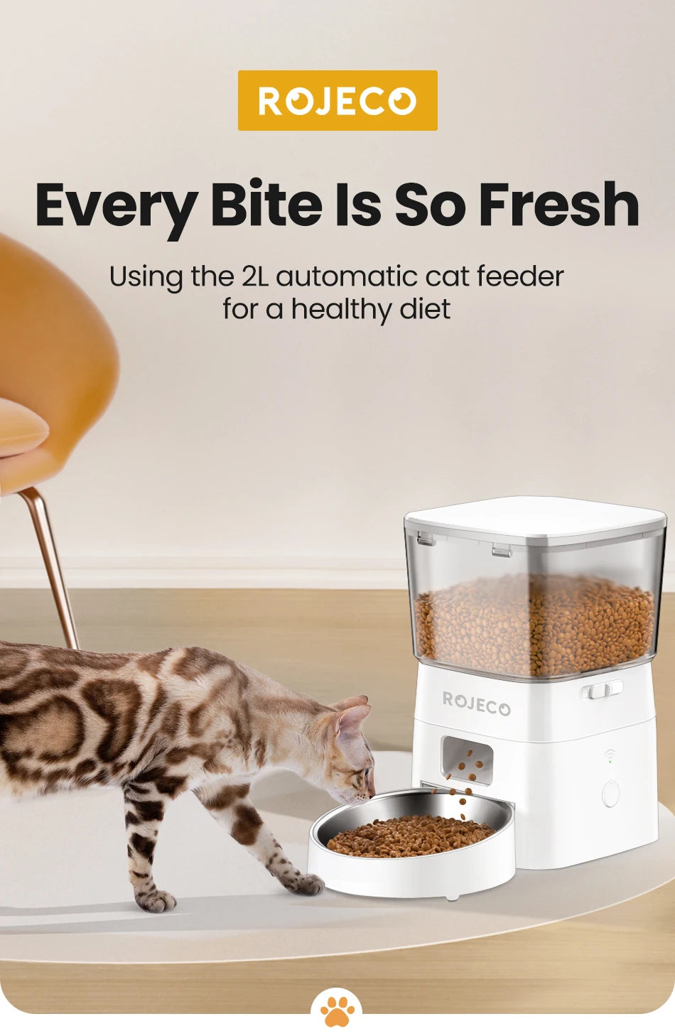 ROJECO 2L Automatic Cat Feeder