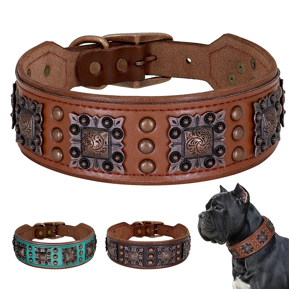 Genuine Leather Cool Spiked Dog Collar
