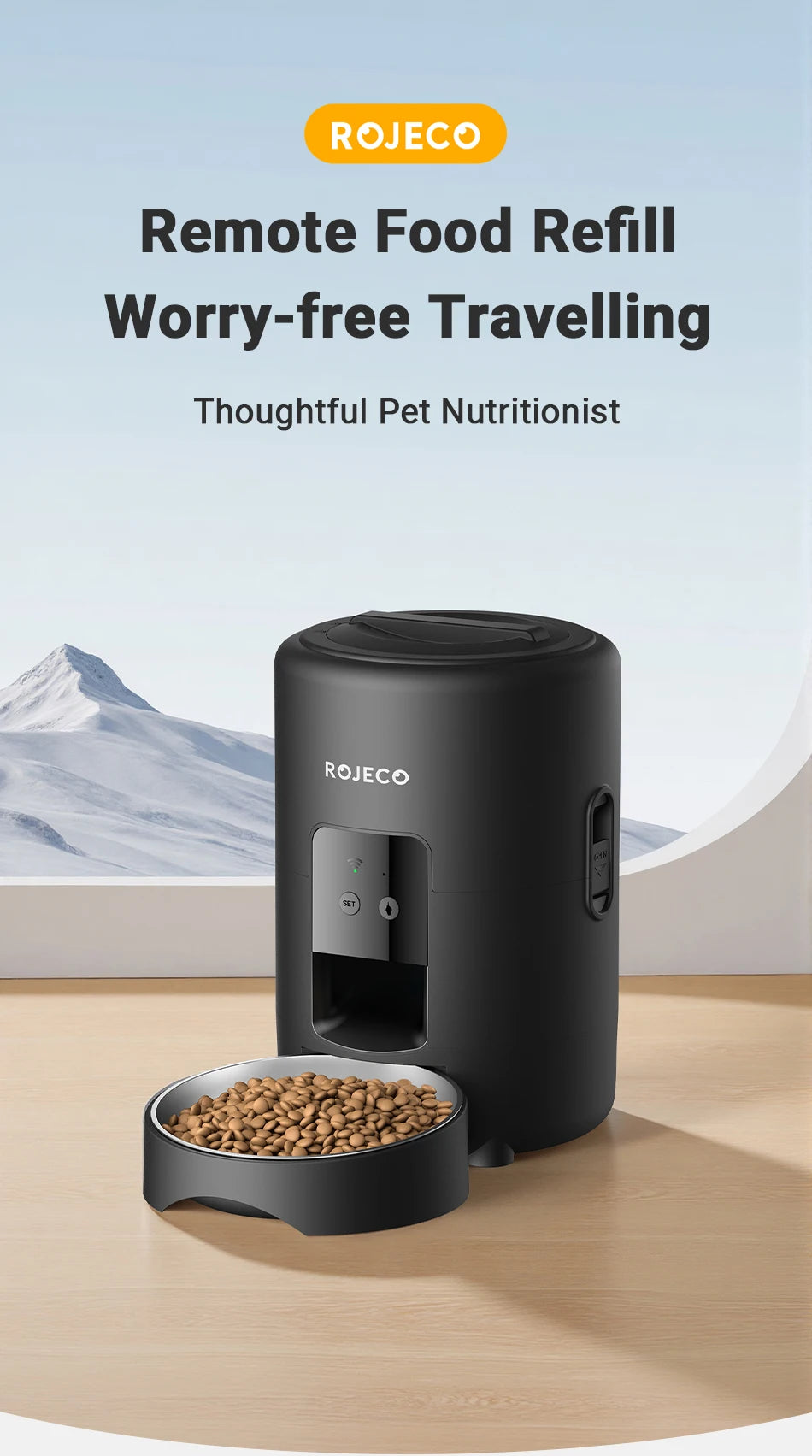 ROJECO 2L Automatic Pet Feeder Smart Cat Food Kibble Dispenser