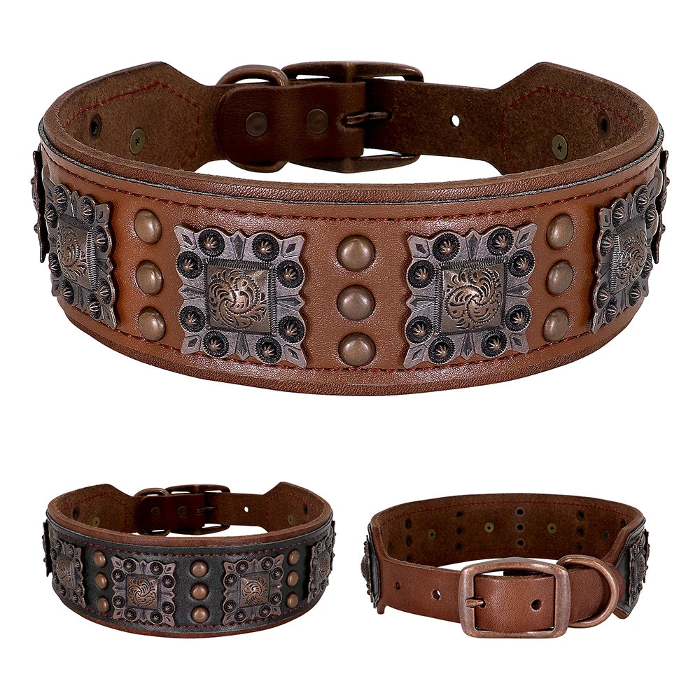 Genuine Leather Cool Spiked Dog Collar