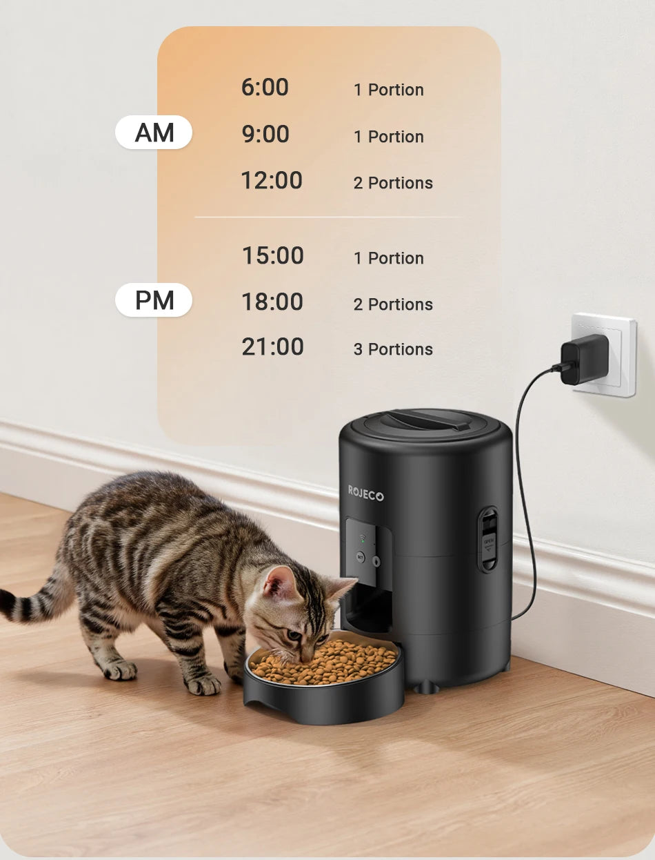ROJECO 2L Automatic Pet Feeder Smart Cat Food Kibble Dispenser