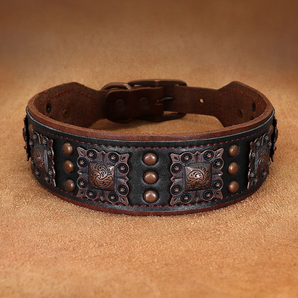 Genuine Leather Cool Spiked Dog Collar