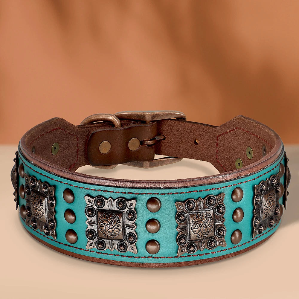 Genuine Leather Cool Spiked Dog Collar