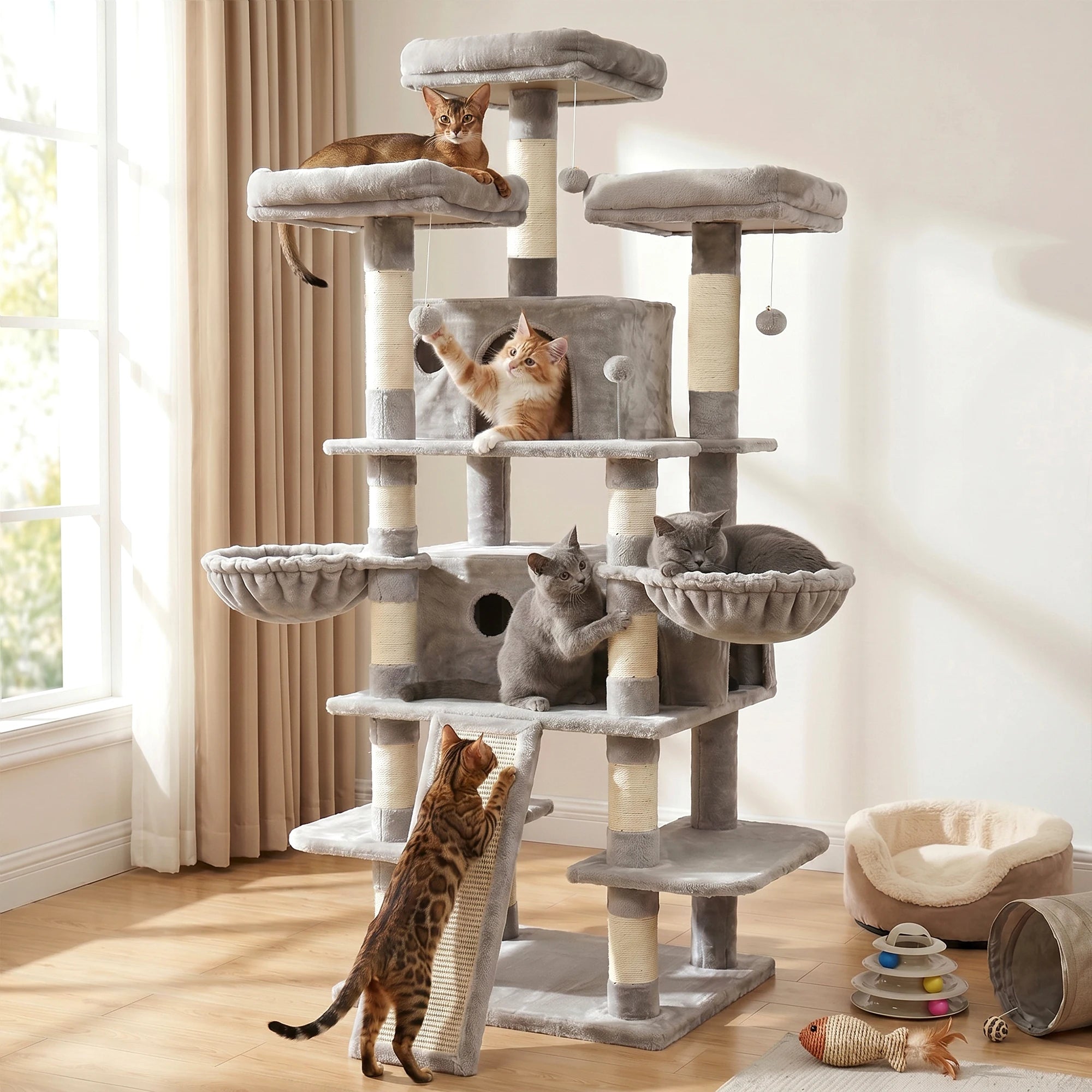 FOOWIN 173cm 68in Large Multi Level Cat Tree