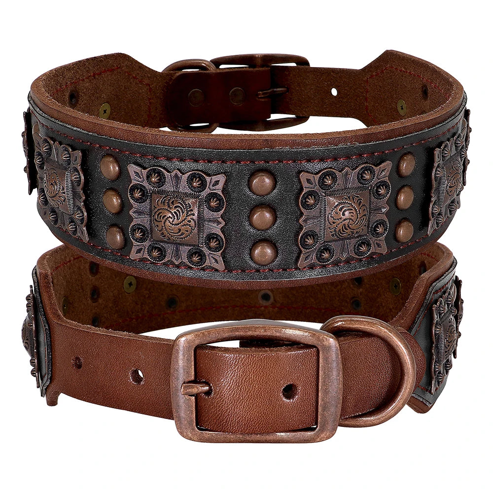 Genuine Leather Cool Spiked Dog Collar