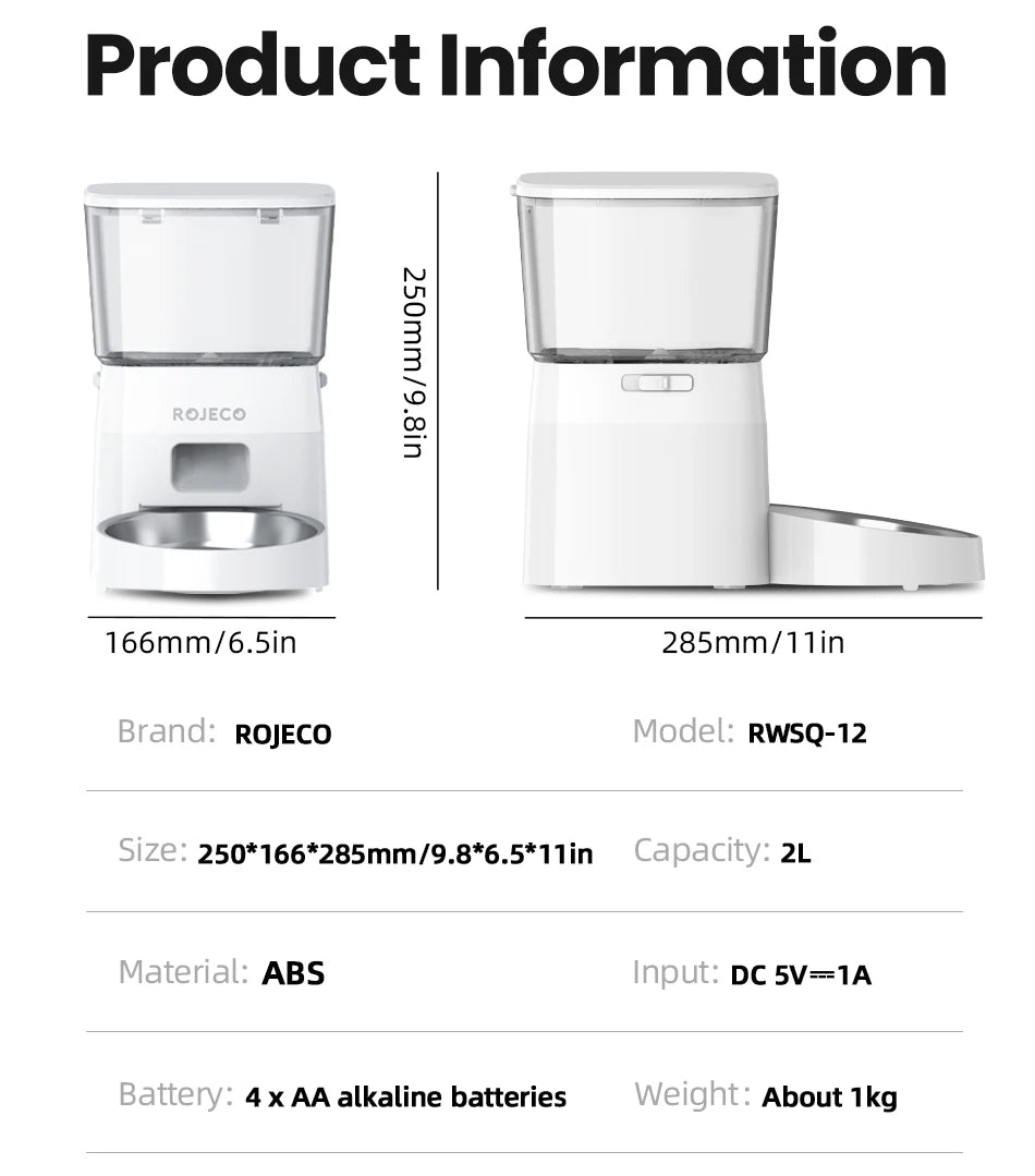 ROJECO 2L Automatic Cat Feeder