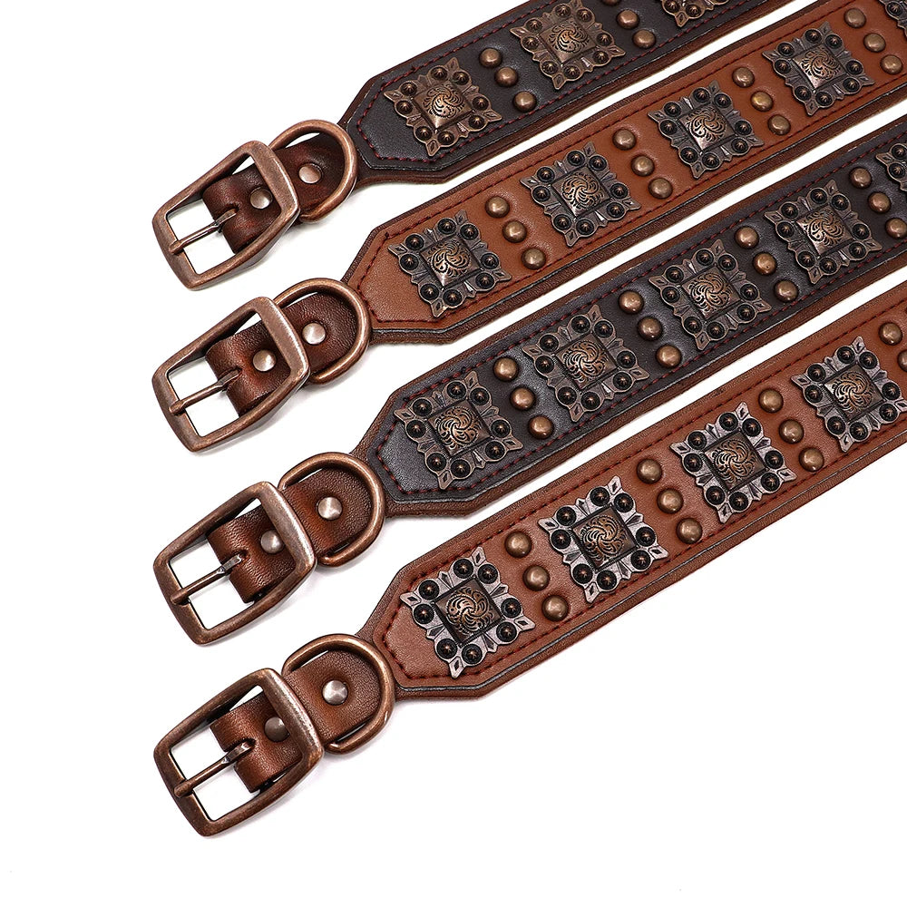Genuine Leather Cool Spiked Dog Collar