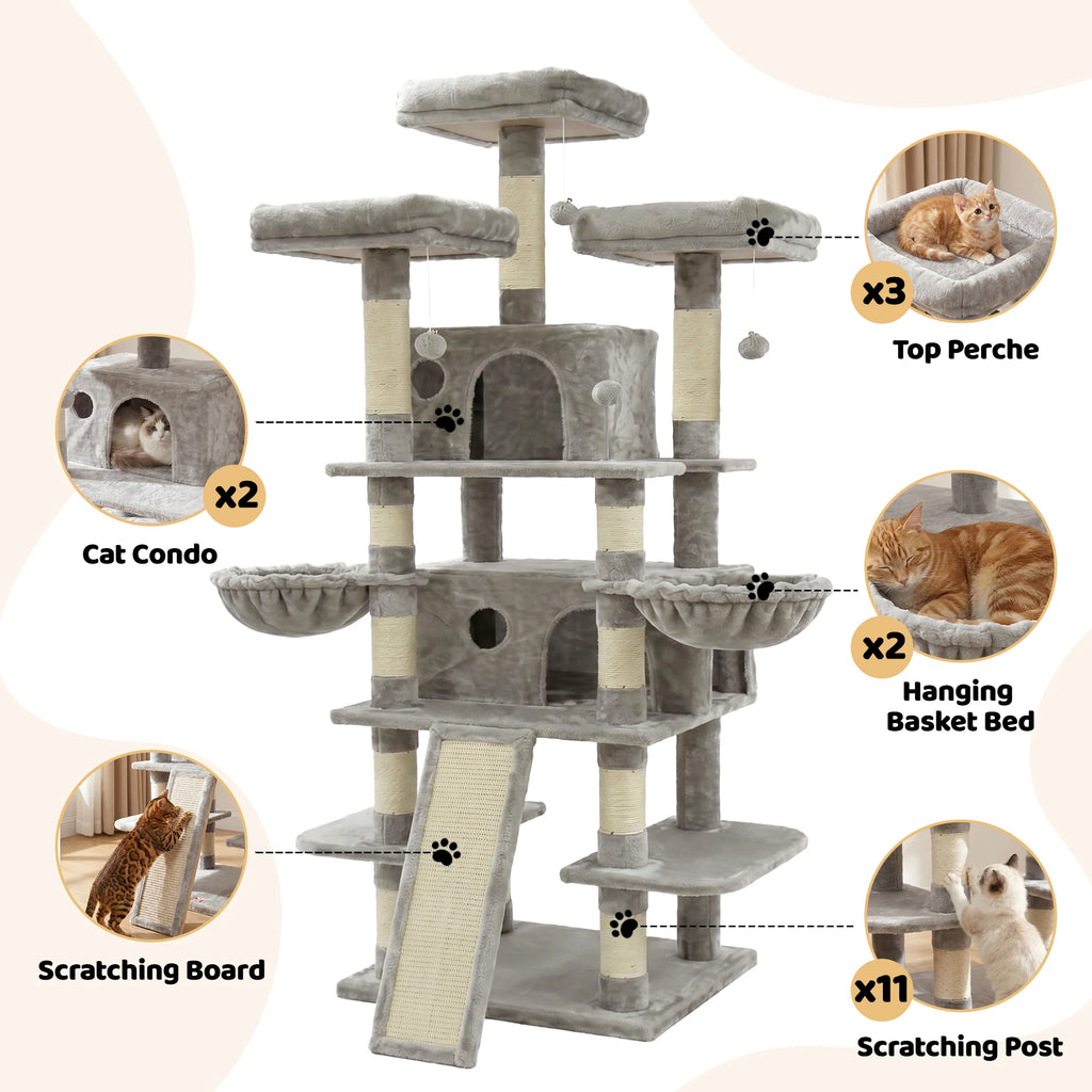 FOOWIN 173cm 68in Large Multi Level Cat Tree