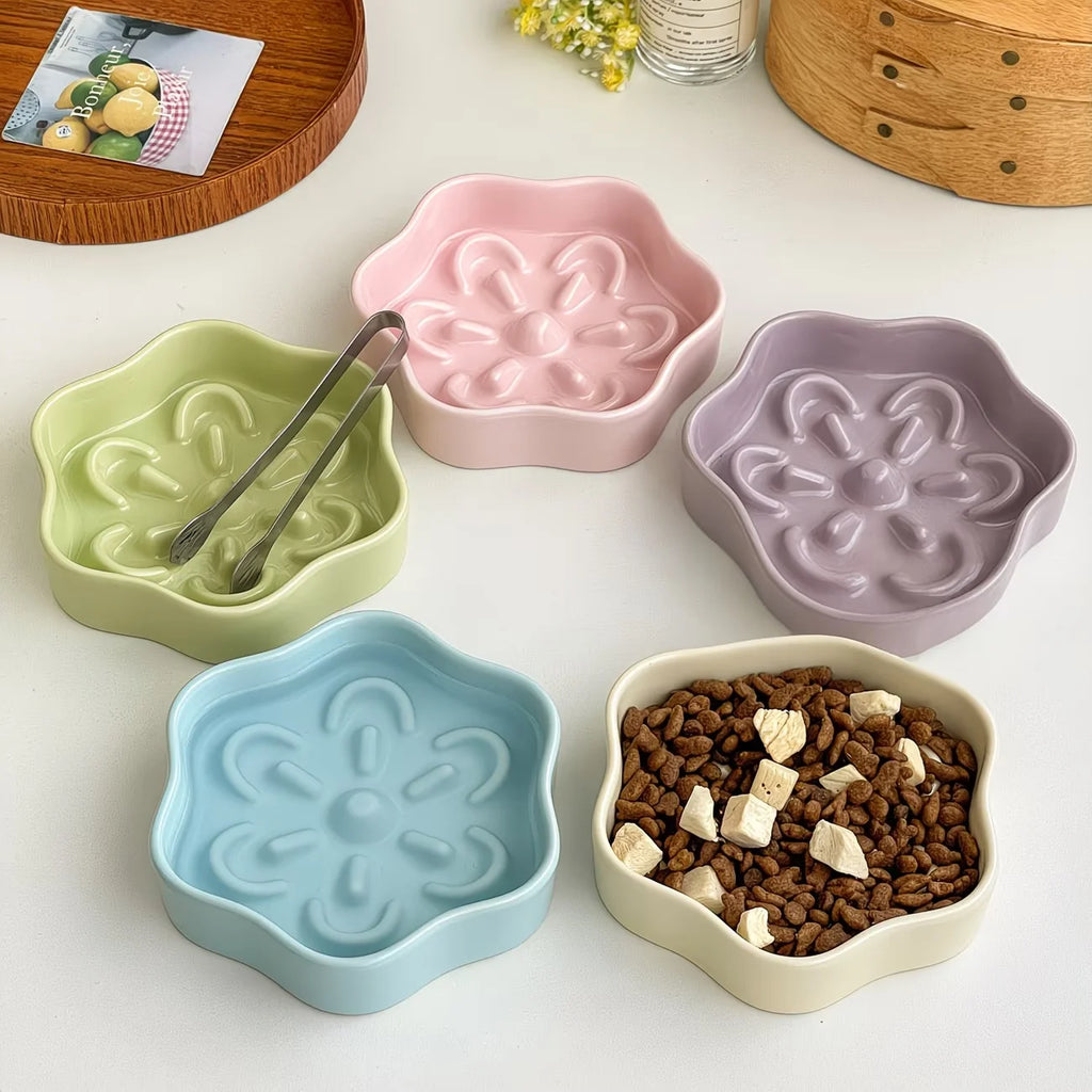 Cute Flower Shape Slow Feeder Bowl