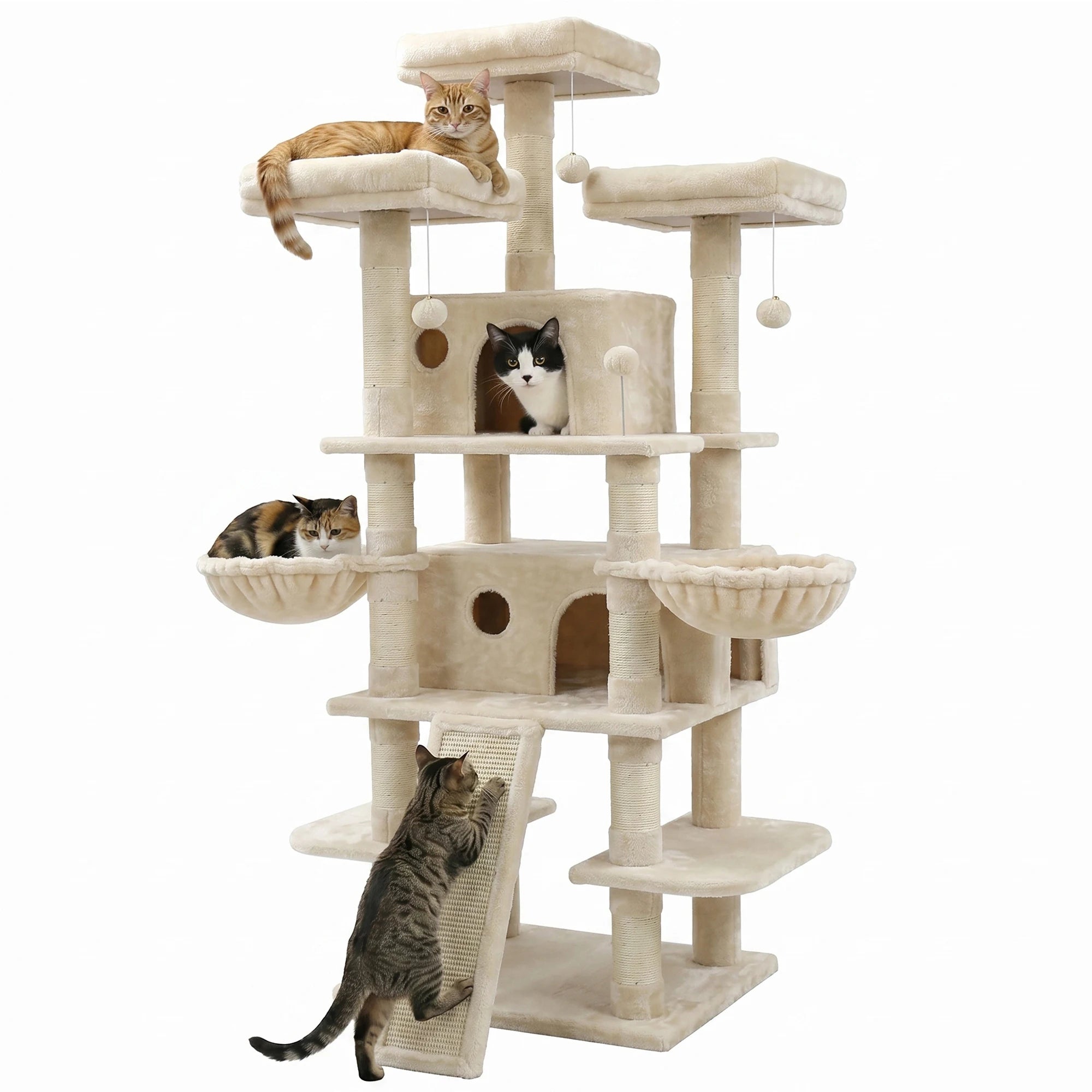 FOOWIN 173cm 68in Large Multi Level Cat Tree